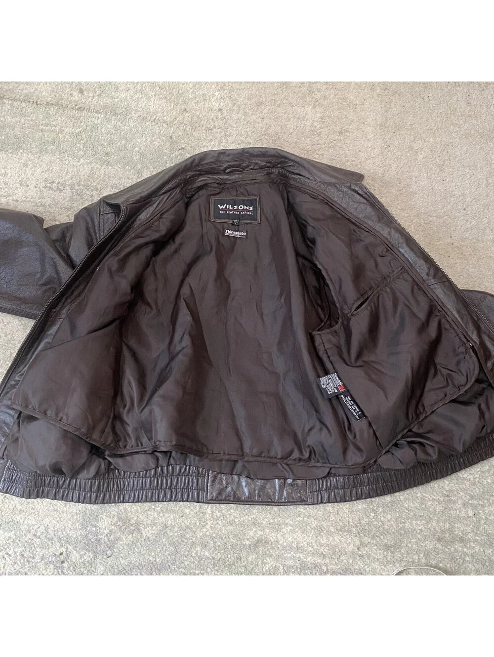 Wilsons Leather Bomber Jacket Size L Removable Vest 3M Thermal Thinsulate Brown